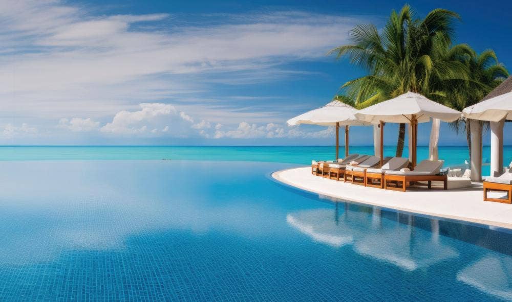 Una piscina limpia y azul brillante