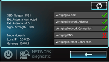 Pantalla de diagnóstico de red