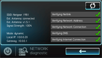 Pantalla de diagnóstico de red