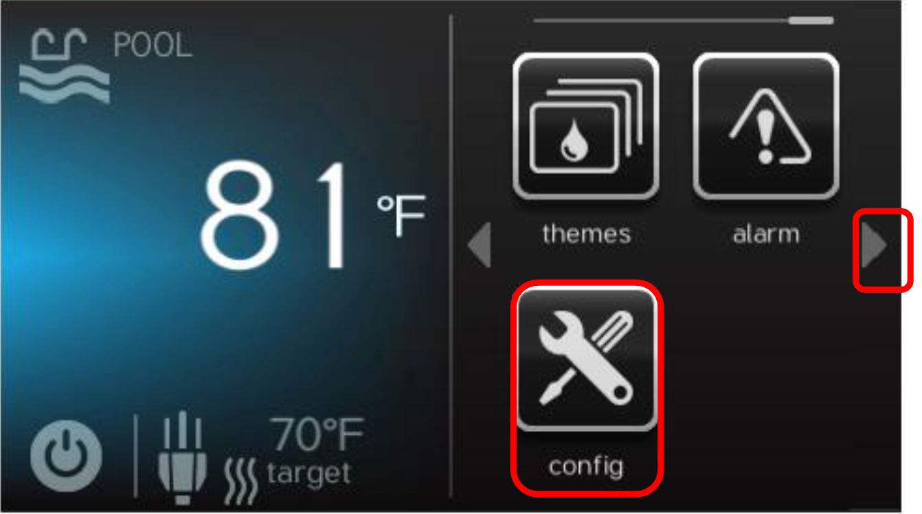 Pantalla de Omni con “Configuración” rodeado con un círculo